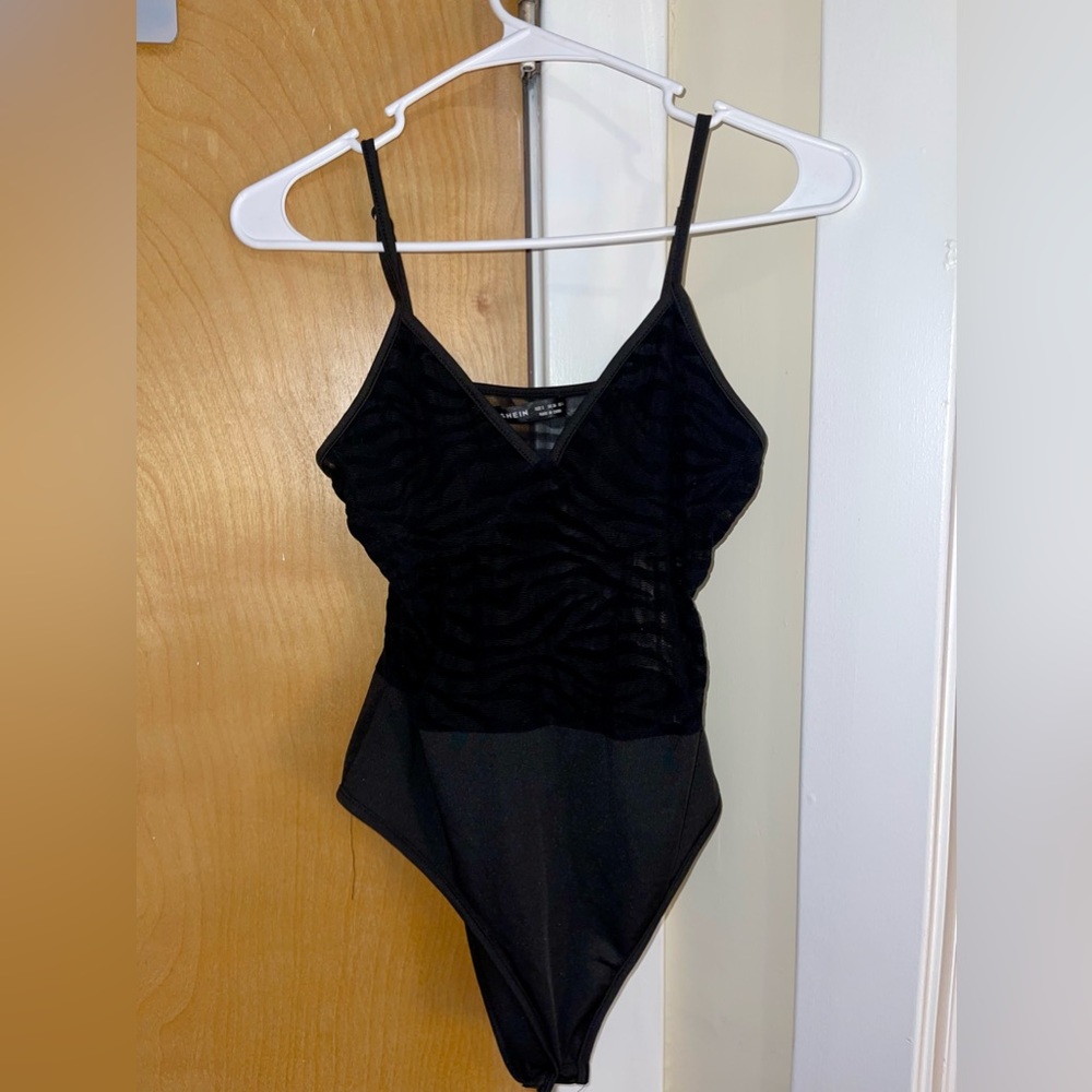 Shein Mesh Zebra Print Bodysuit
